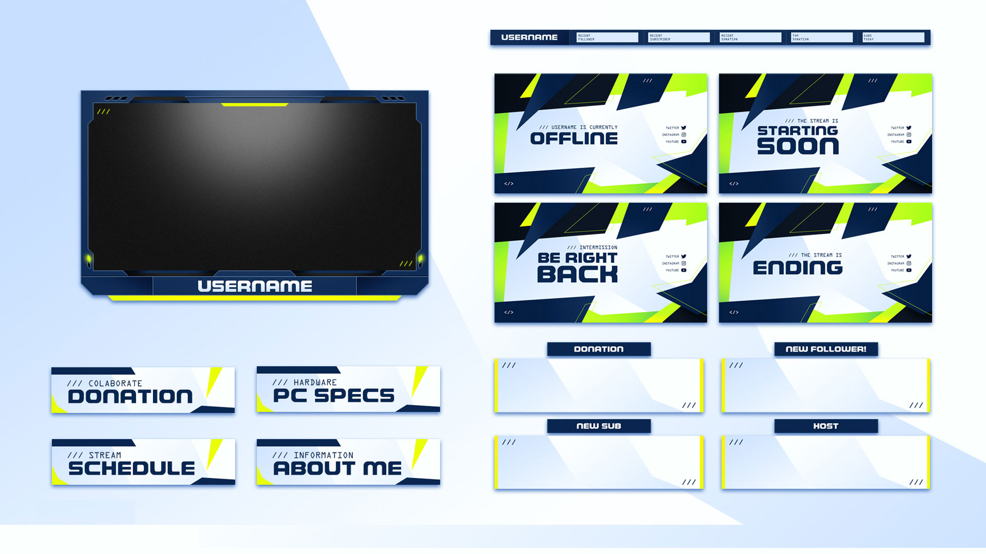 Minimal twitch overlay package