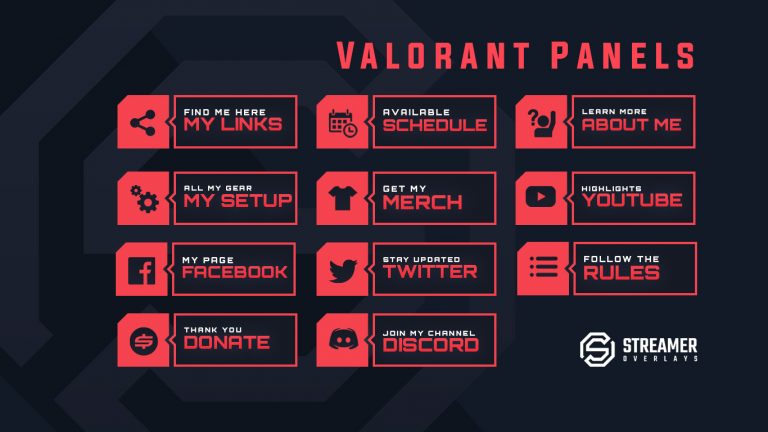 Free Valorant Twitch Panels | Streamer Overlays | Esports Marketplace