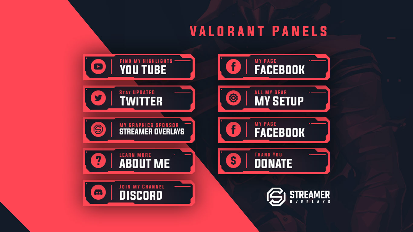 Free Valorant Twitch Panels Streamer overlays