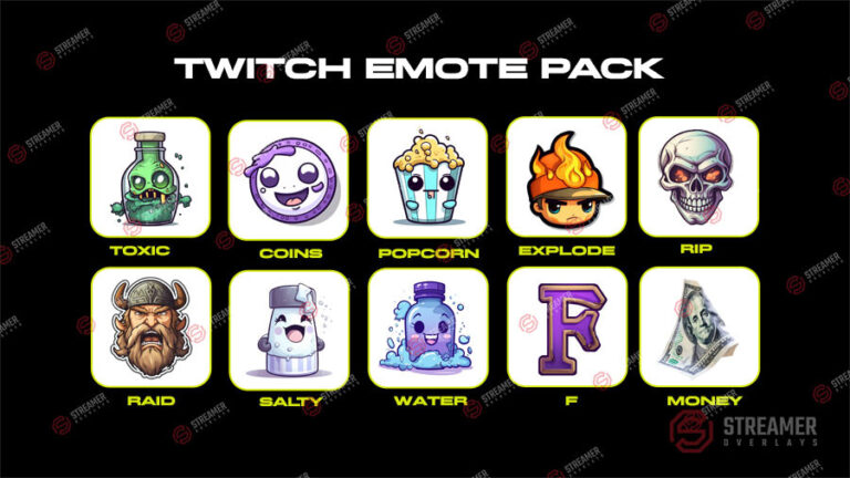 Twitch Emotes pack 2 - 10x Emotes - Streamer Overlays